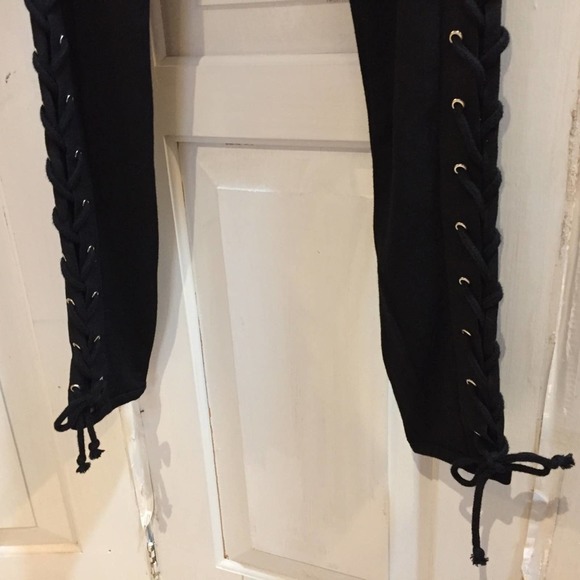 Topshop Black Lace-Up Leggings - Picture 7 of 13